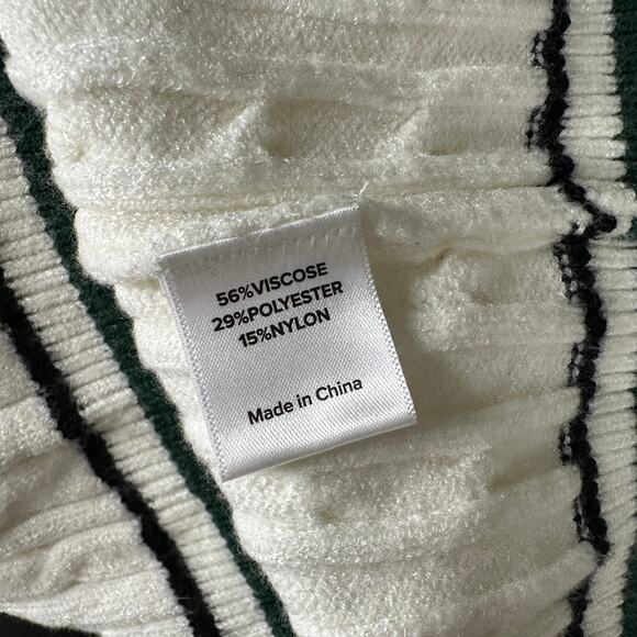 Evereve Womens Penny Cable Pullover Round Neck Sweater Knit White Green XS - Picture 7 of 8